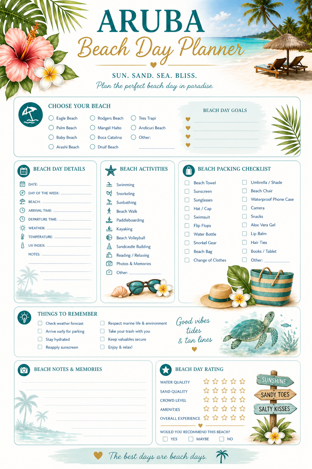 Aruba Vacation Travel Planner (Printable PDF) – Plan Your Perfect Trip - Image 4