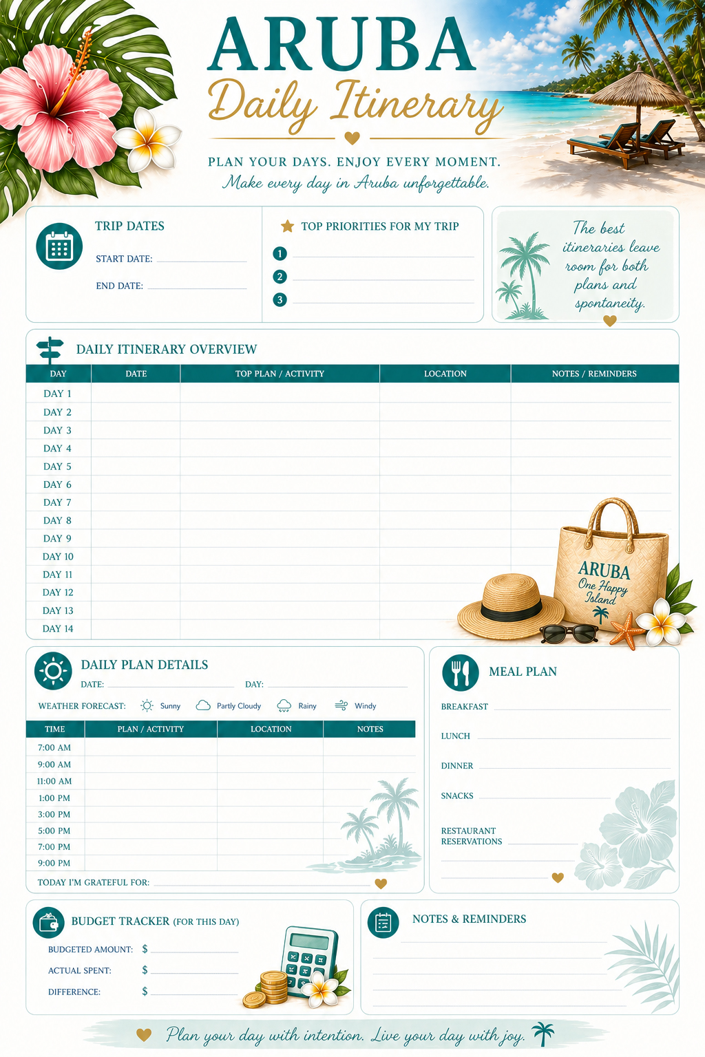 Aruba Vacation Travel Planner (Printable PDF) – Plan Your Perfect Trip - Image 5