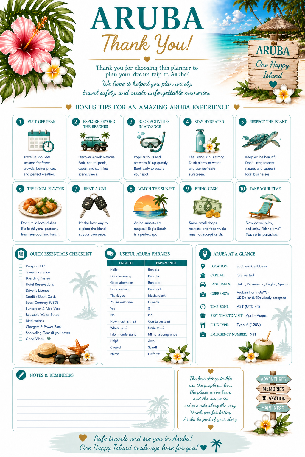 Aruba Vacation Travel Planner (Printable PDF) – Plan Your Perfect Trip - Image 6